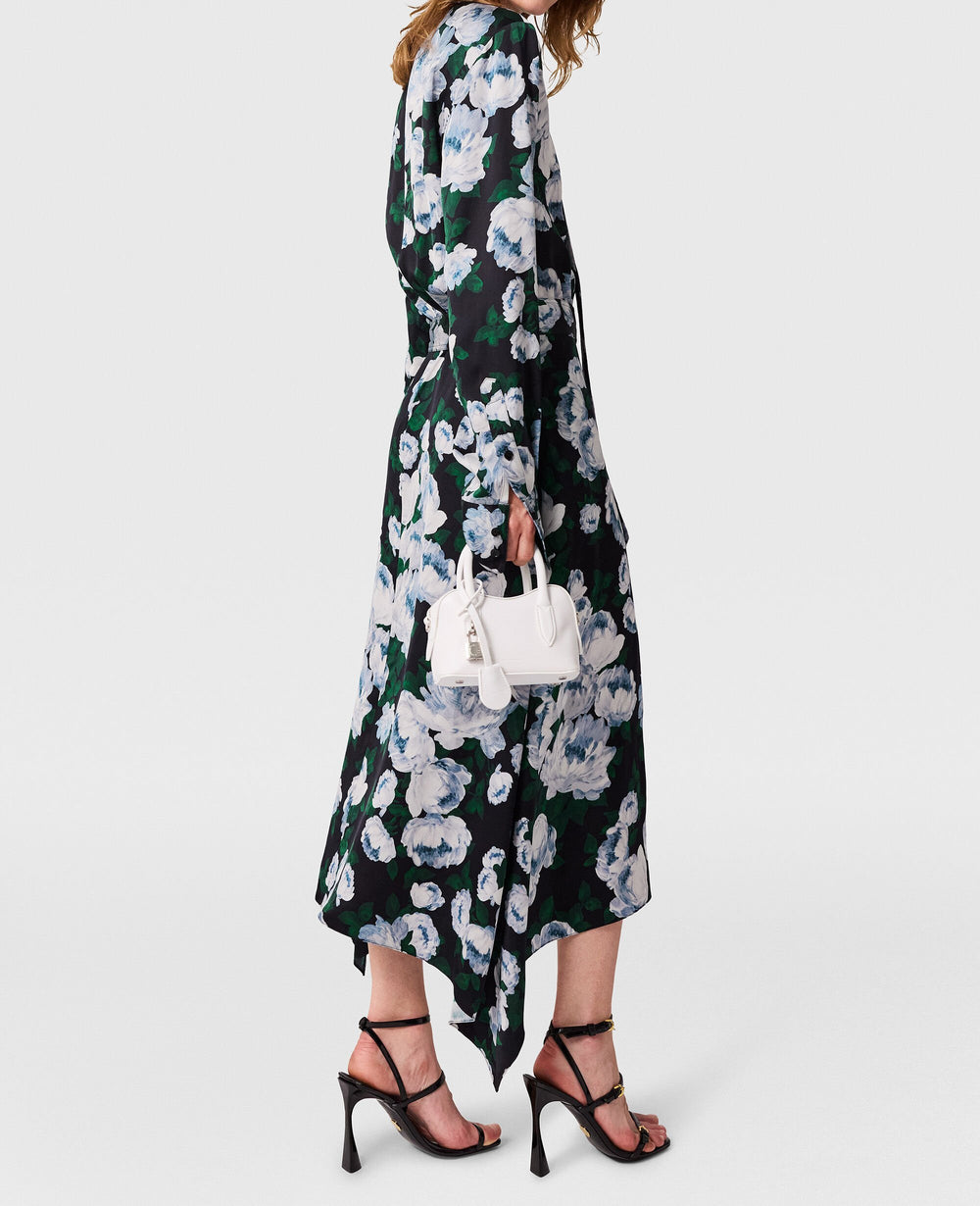 Floral Long-Sleeve Mesh Midi Dress