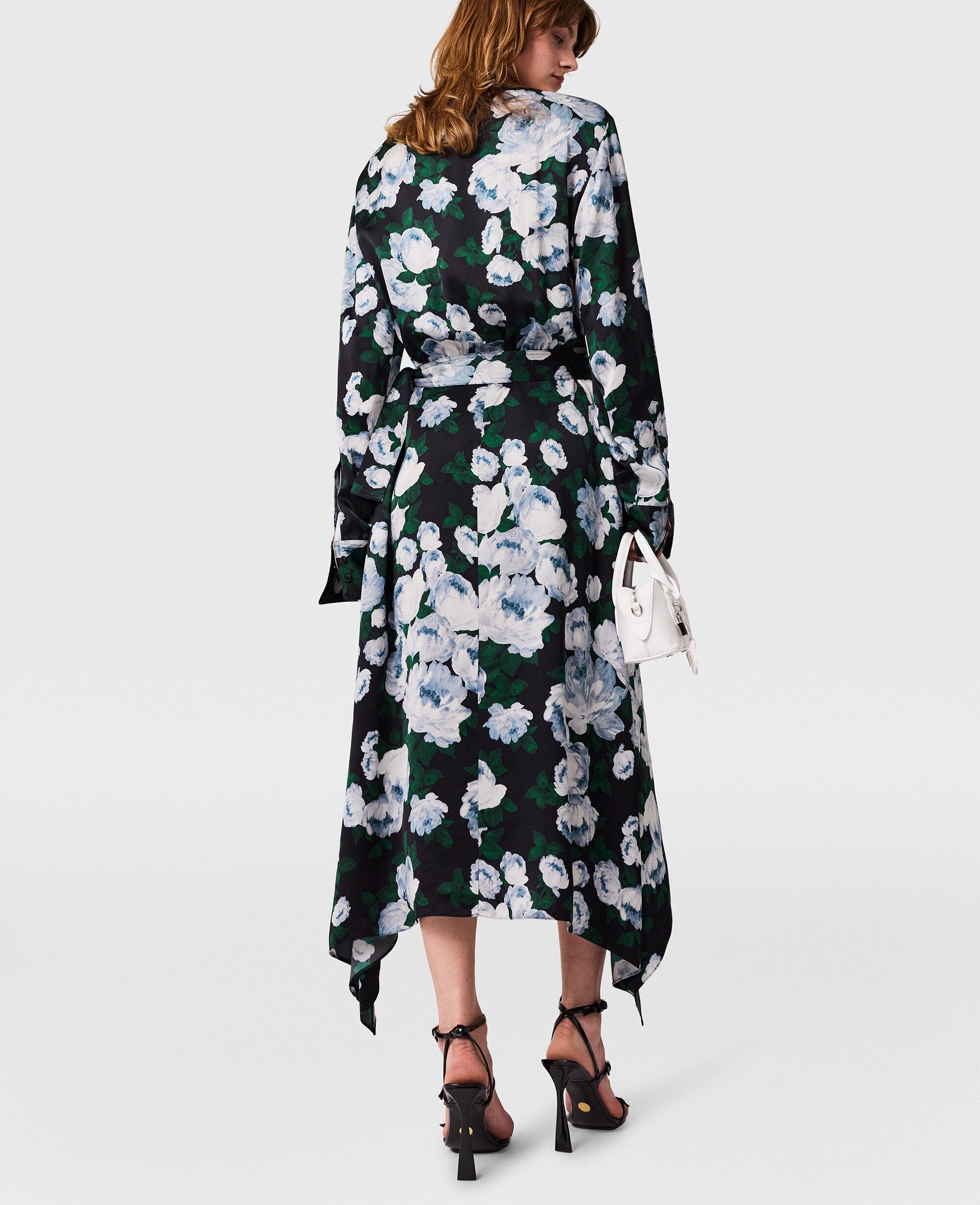 Floral Long-Sleeve Mesh Midi Dress