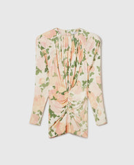 Peony Print Long-Sleeve Mini Dress