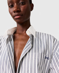 Long-Sleeve Pinstripe Shirt Dress