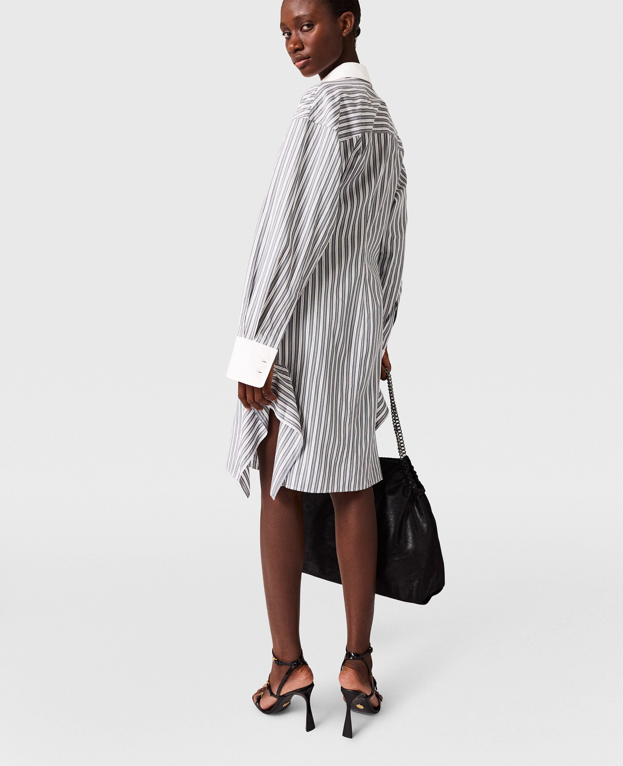 Long-Sleeve Pinstripe Shirt Dress