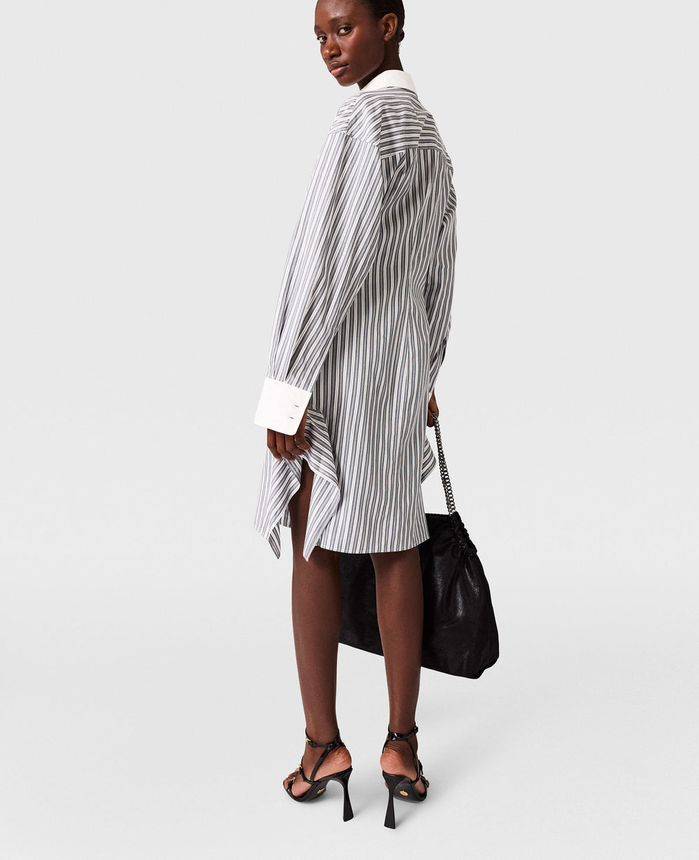 Long-Sleeve Pinstripe Shirt Dress