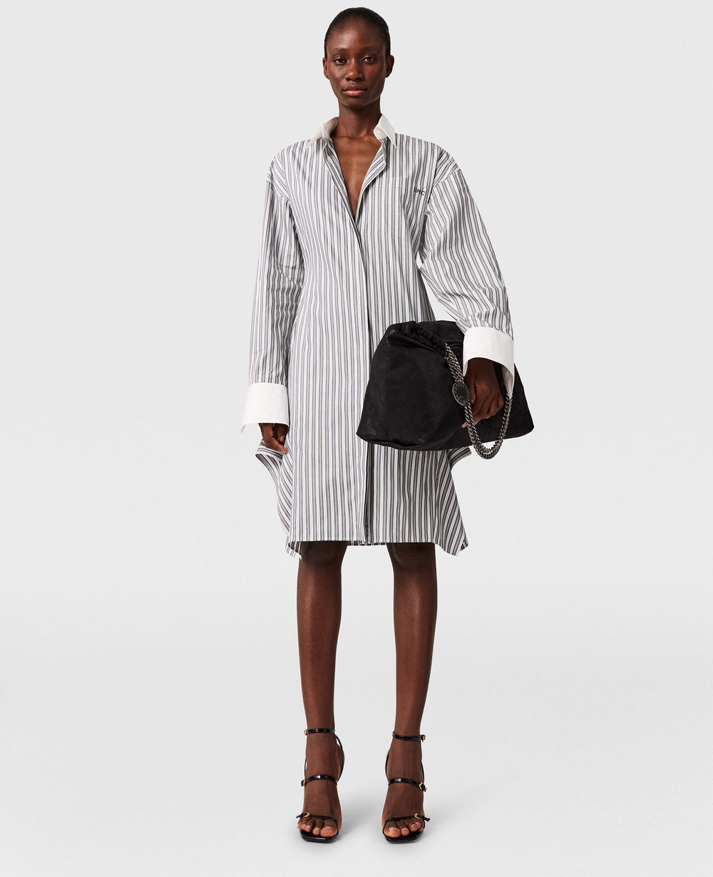 Long-Sleeve Pinstripe Shirt Dress