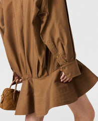 Washed Cotton Peplum Shirt Dress