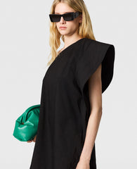 Washed Cotton Asymmetric Mini Dress