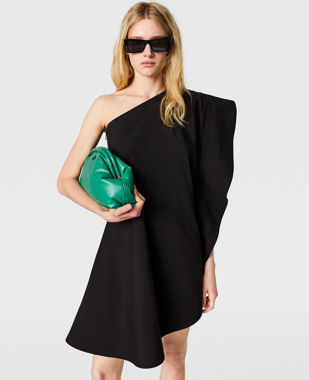 Washed Cotton Asymmetric Mini Dress