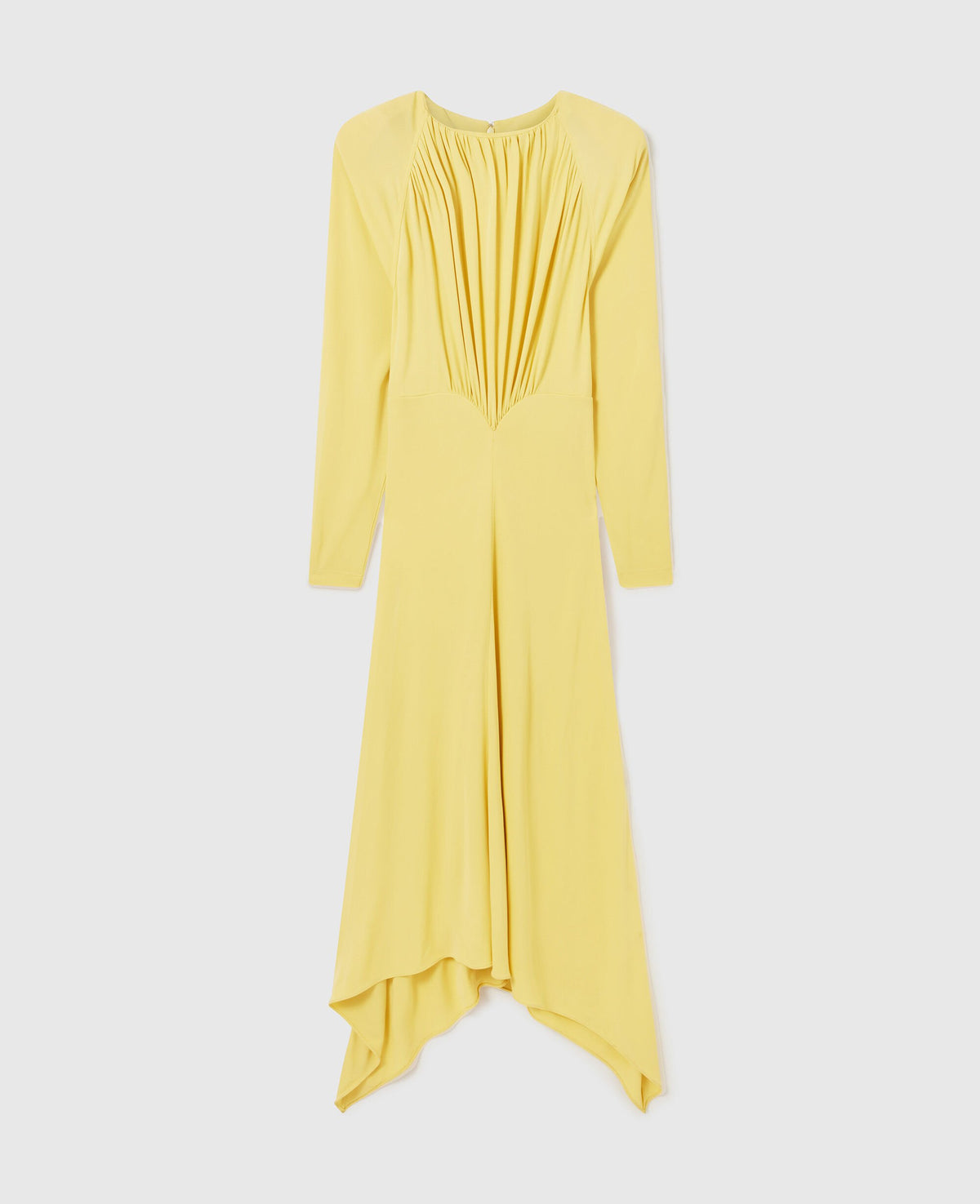 Pleated Jersey Long-Sleeve Maxi Dress