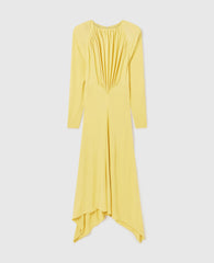 Pleated Jersey Long-Sleeve Maxi Dress