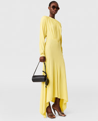 Pleated Jersey Long-Sleeve Maxi Dress