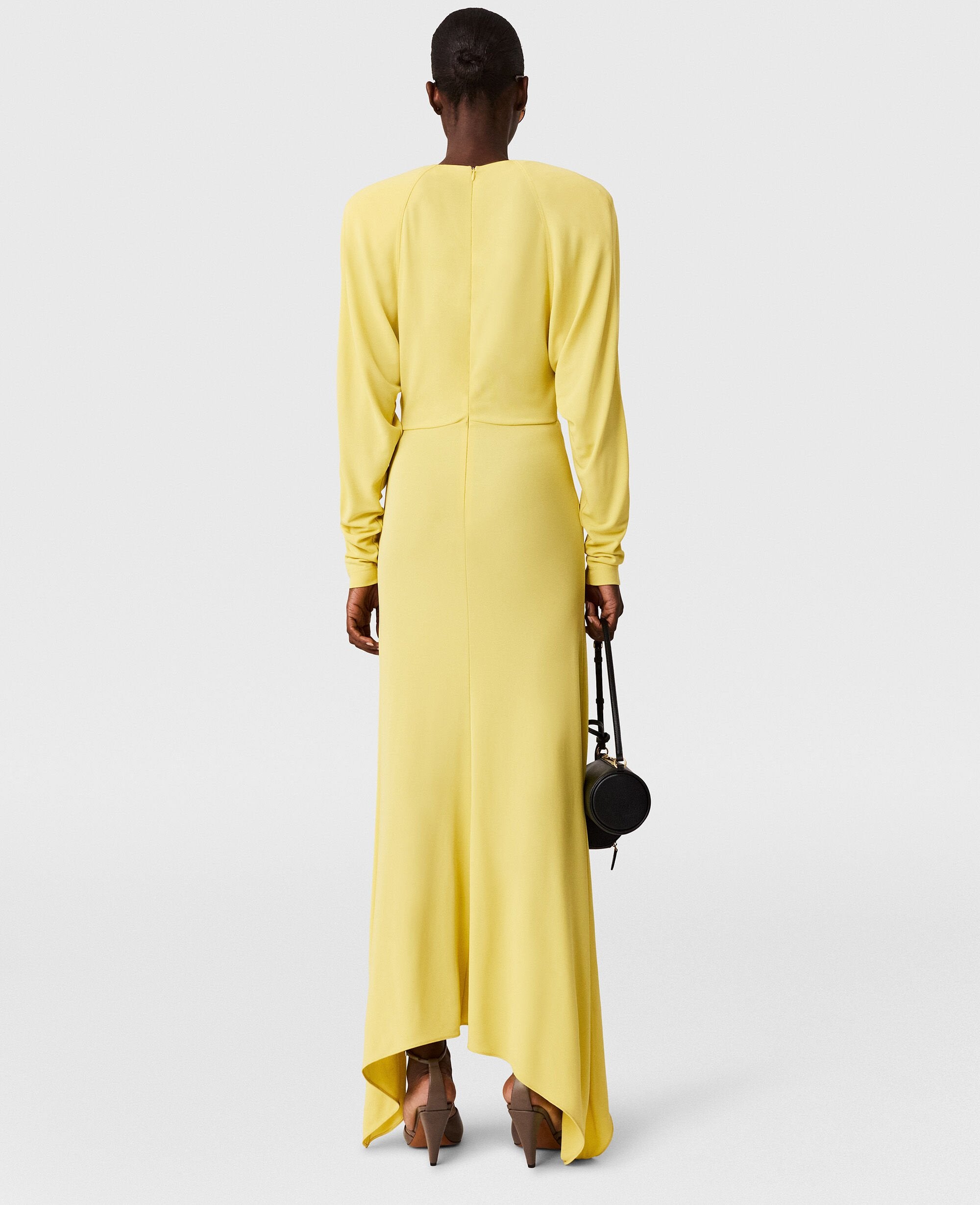 Pleated Jersey Long-Sleeve Maxi Dress