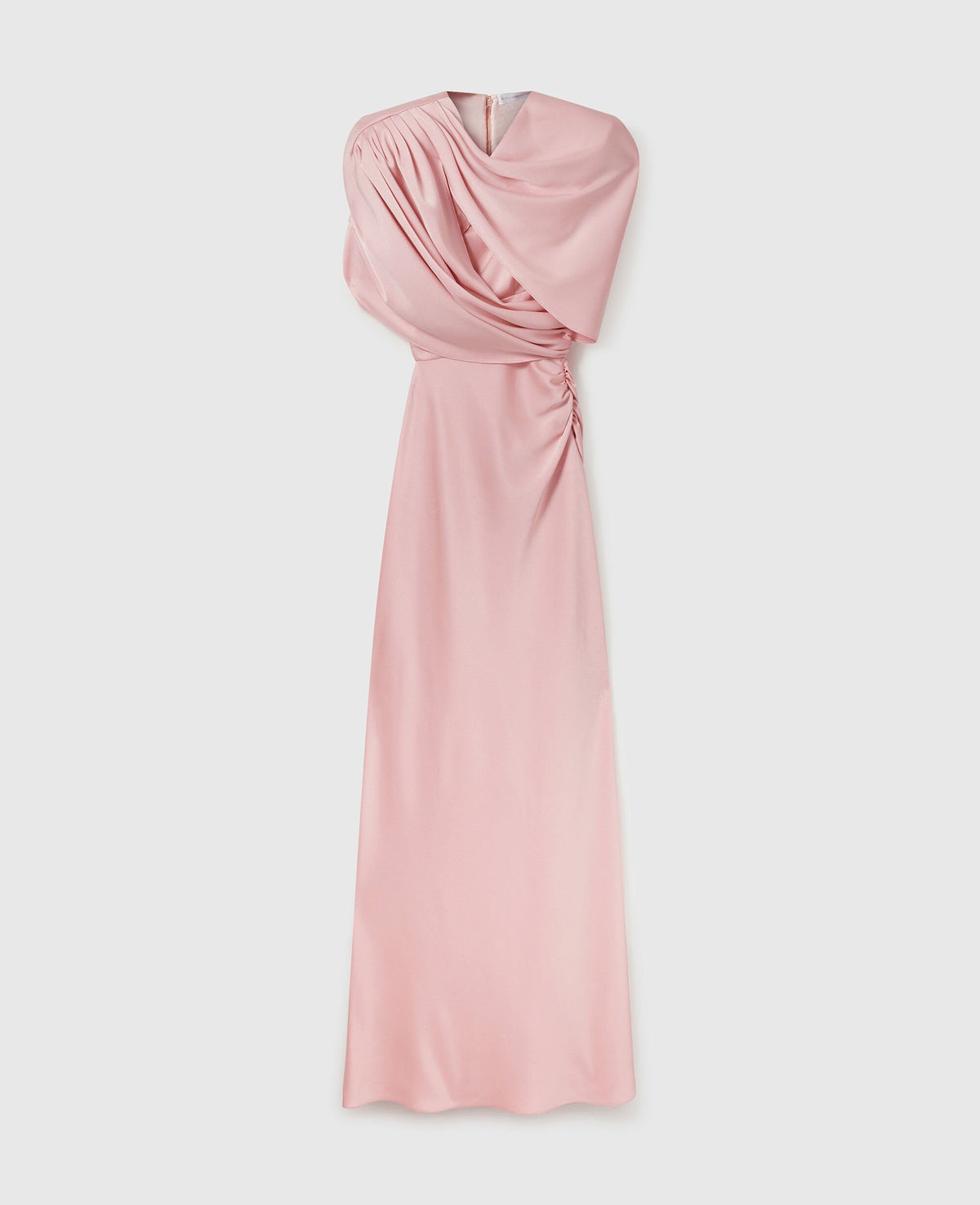 Satin Wrapped Short-Sleeve Maxi Dress