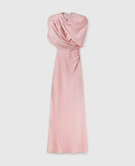 Satin Wrapped Short-Sleeve Maxi Dress