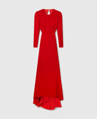 Backless Long-Sleeve Floor-Length Dress