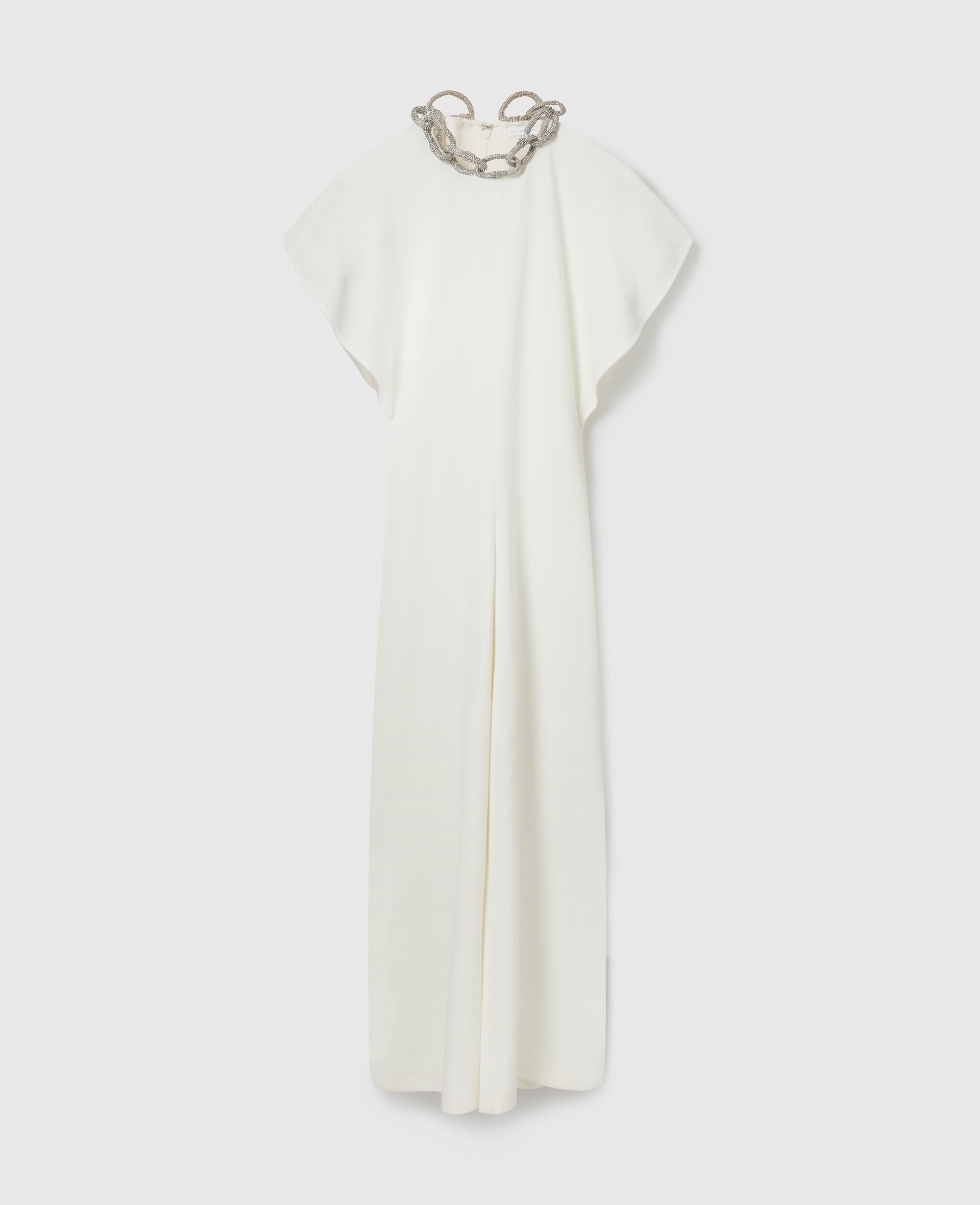 Lead-Free Crystal Chain Cap-Sleeve Jumpsuit
