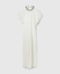 Lead-Free Crystal Chain Cap-Sleeve Jumpsuit