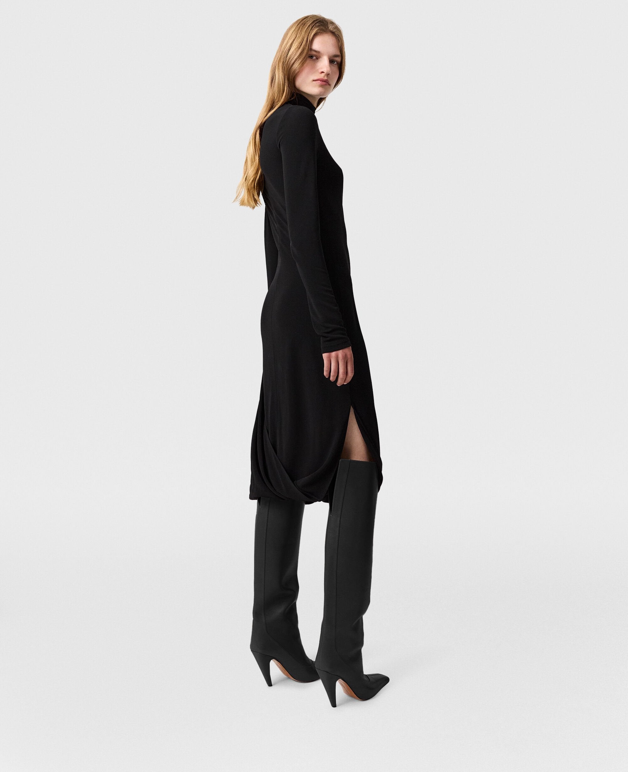 Asymmetric Cape Midi Dress