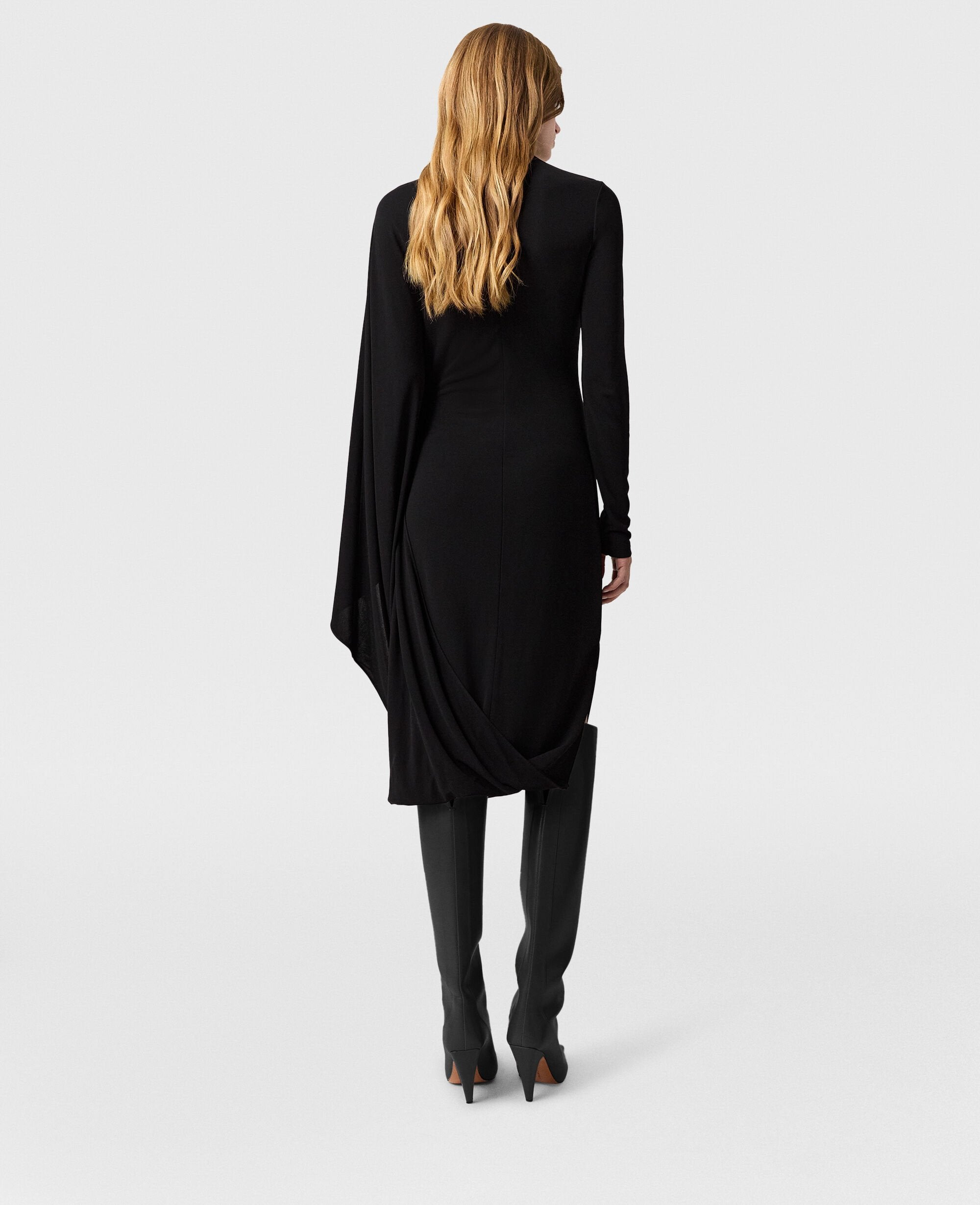 Asymmetric Cape Midi Dress