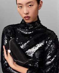 Long-Sleeve Sequin Draped Mini Dress