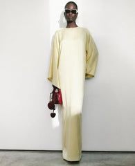 Pearl-Embellished Satin Maxi Dress