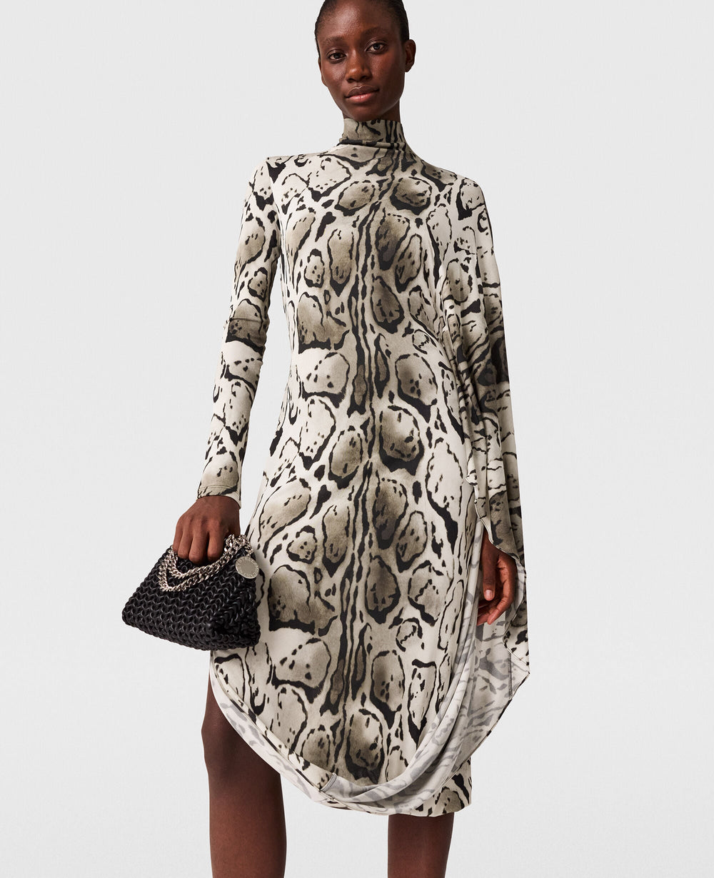 Cloud Leopard Print Draped Midi Dress