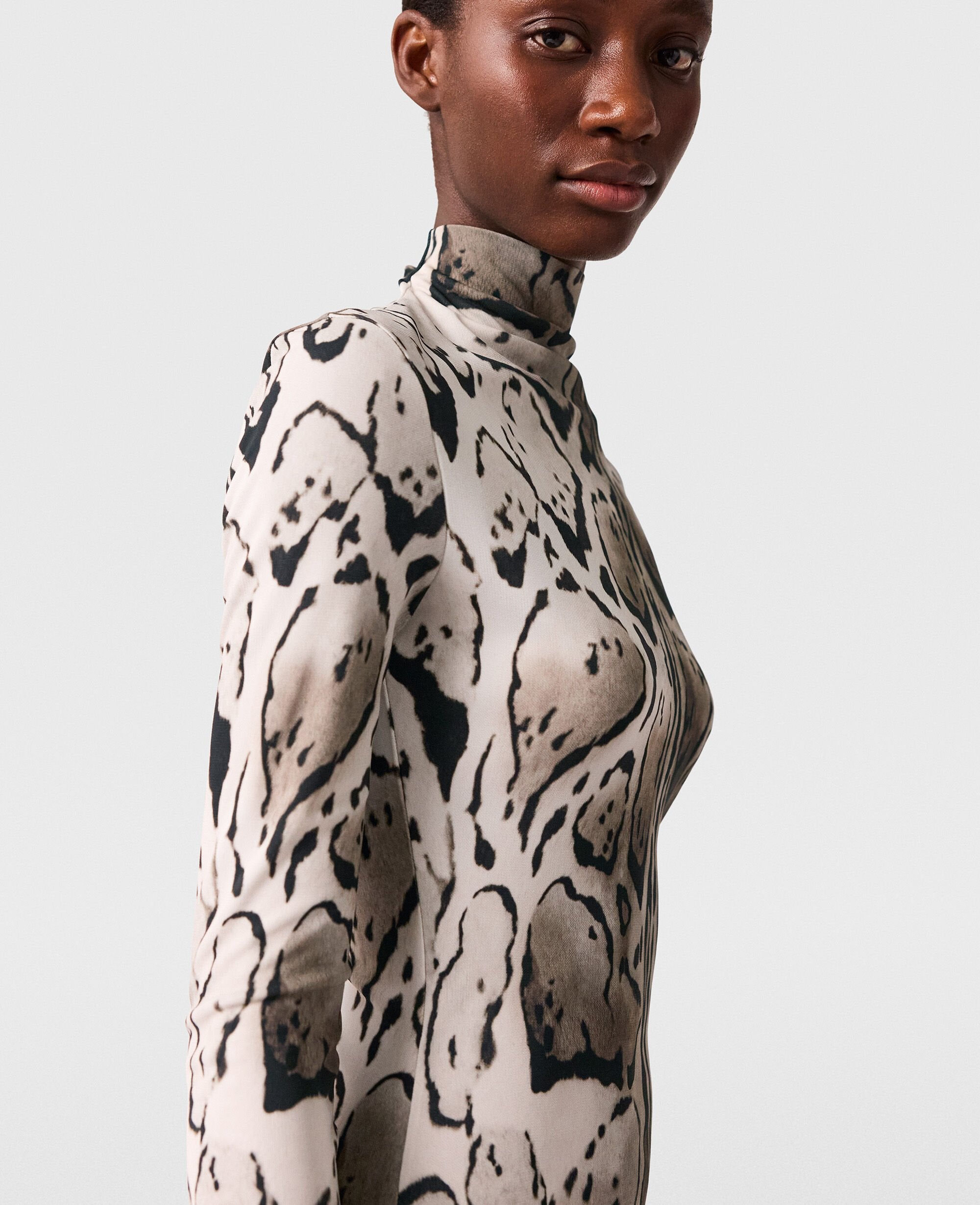 Cloud Leopard Print Draped Midi Dress