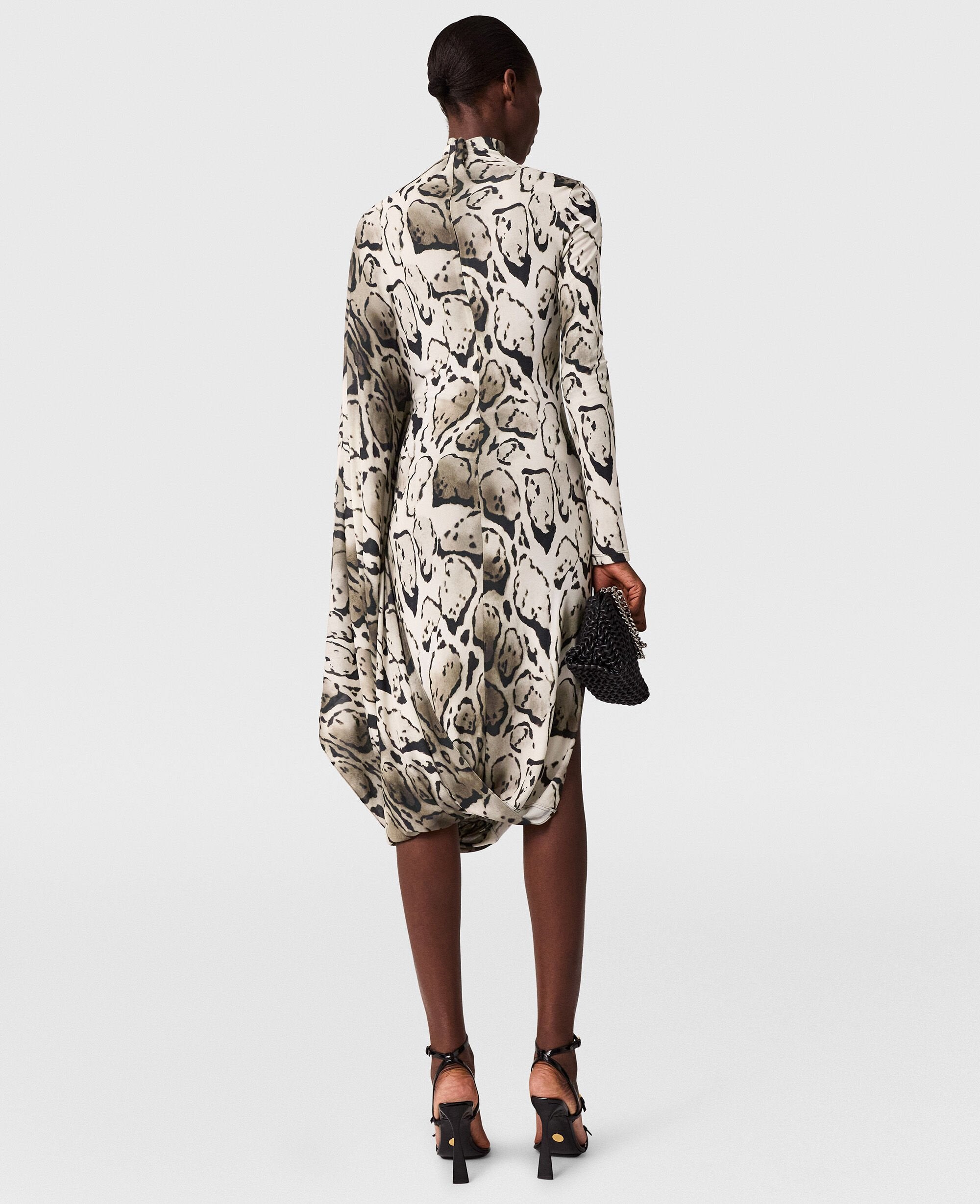 Cloud Leopard Print Draped Midi Dress