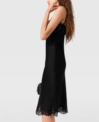 Sleeveless Lace Satin Midi Dress