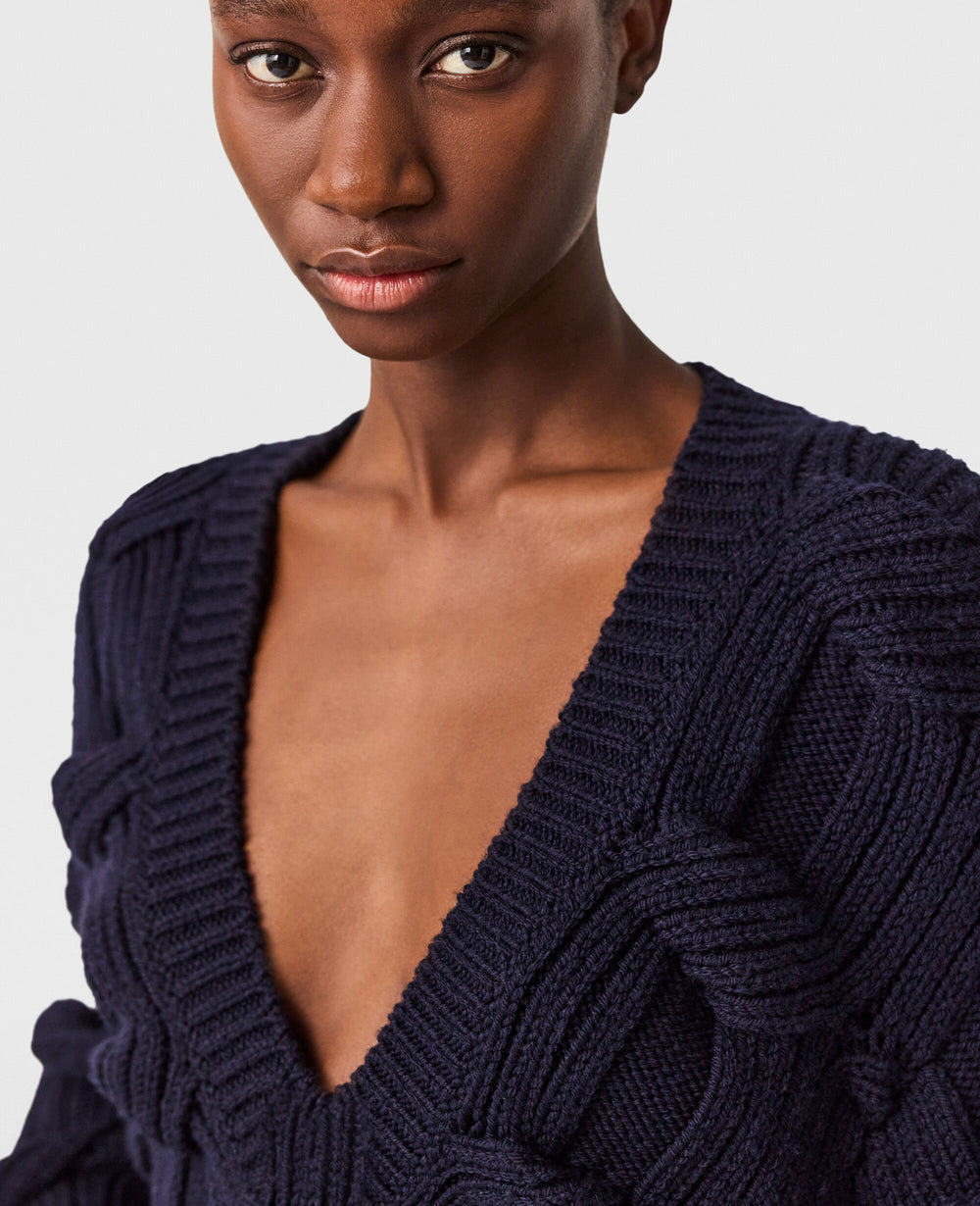 Falabella Cable-Knit V-Neck Jumper