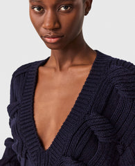 Falabella Cable-Knit V-Neck Jumper