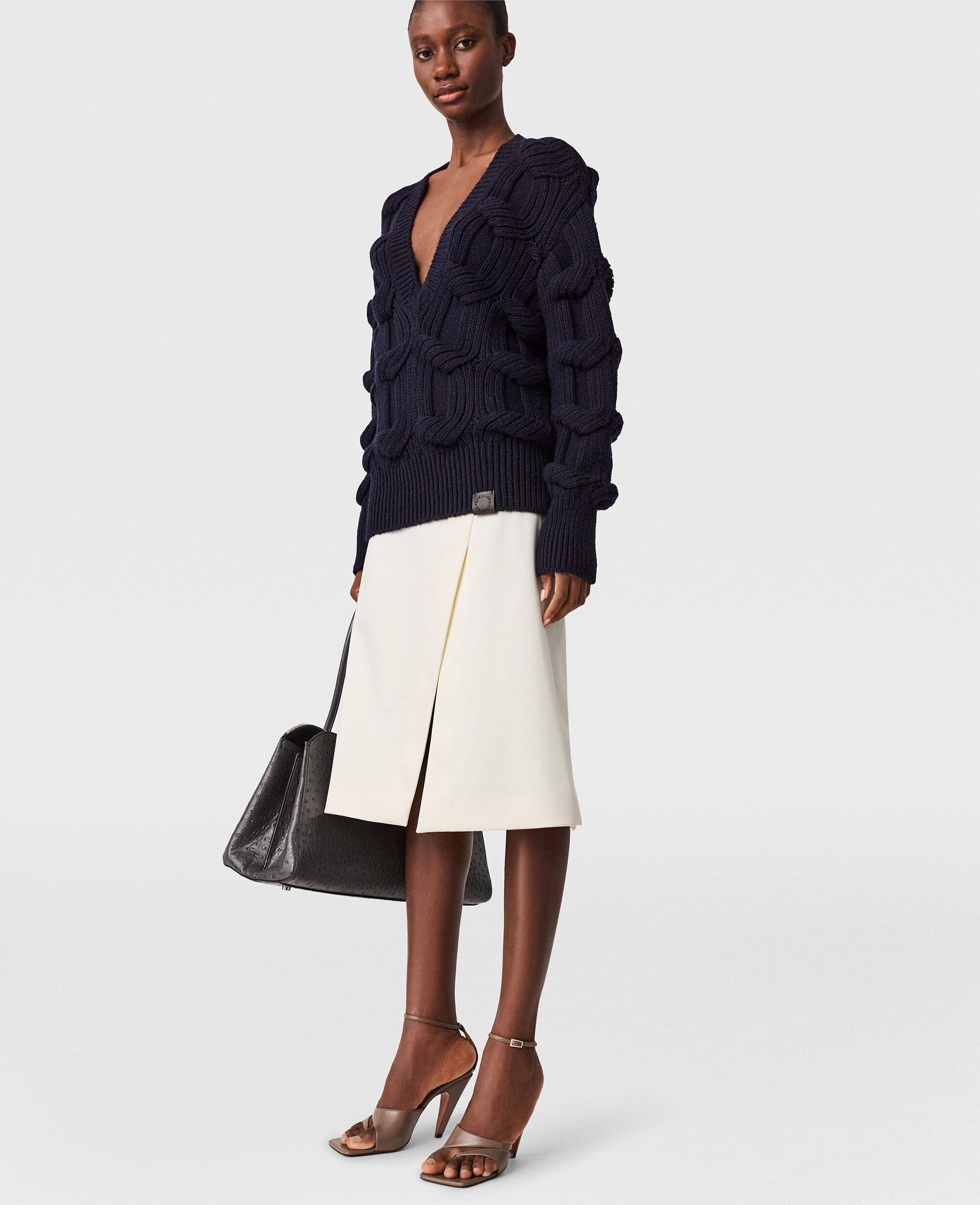 Falabella Cable-Knit V-Neck Jumper