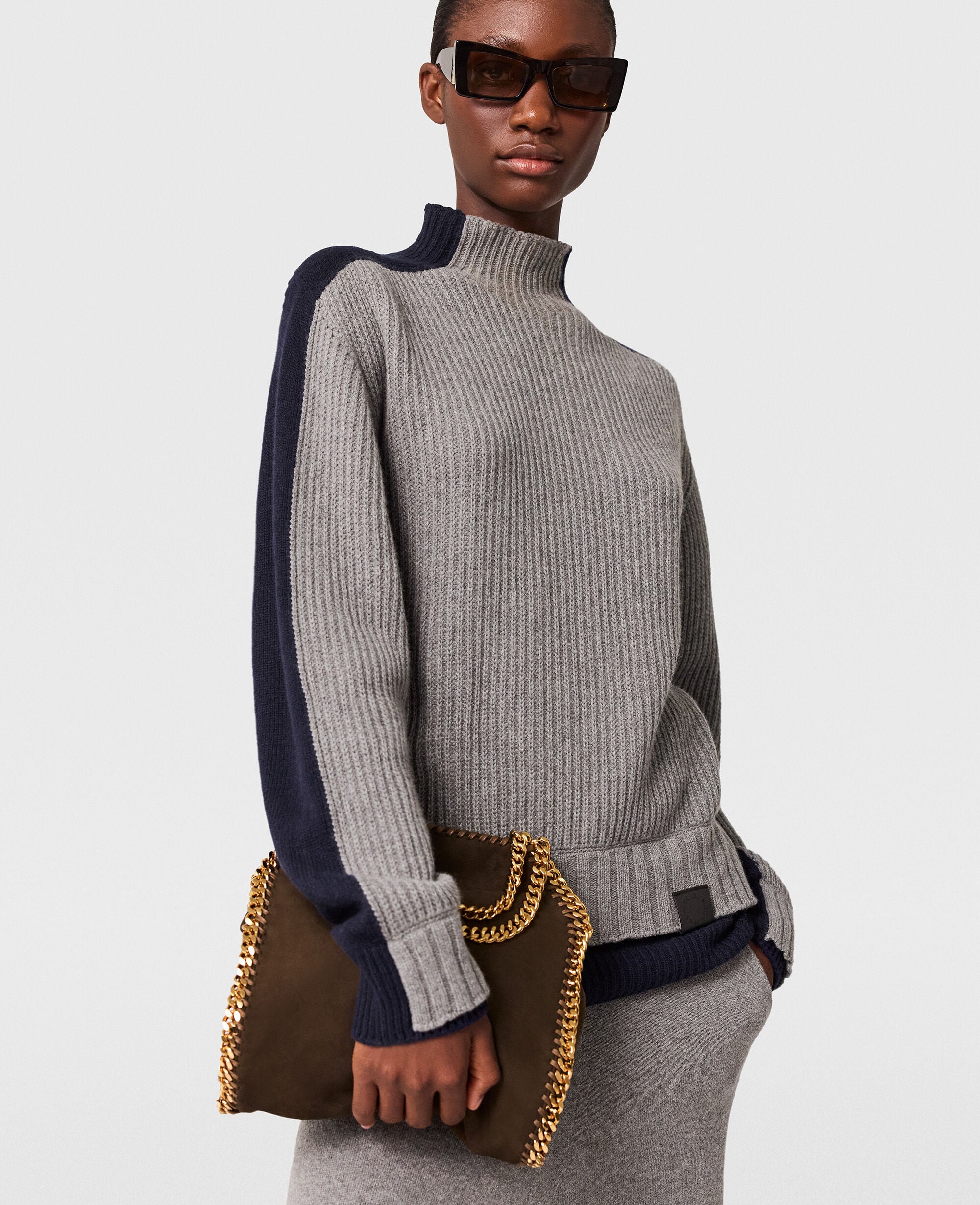 Turtleneck Contrast Panel Jumper