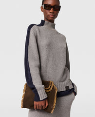 Turtleneck Contrast Panel Jumper
