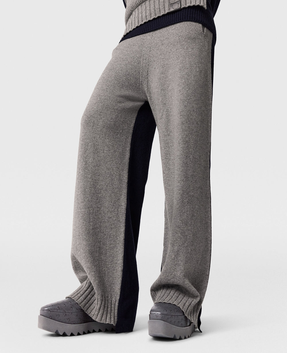 Wide-Leg Contrast Panel Trousers