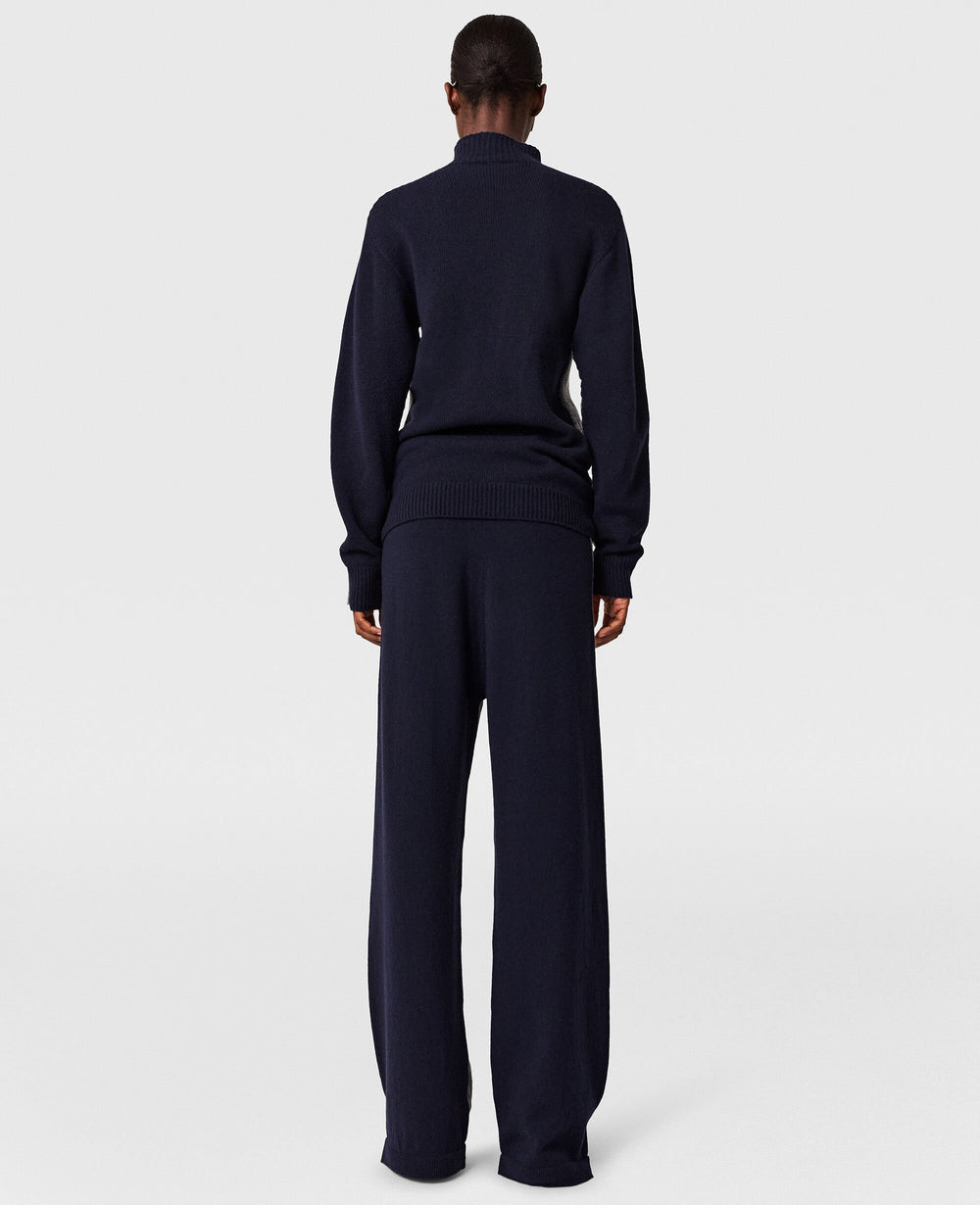Wide-Leg Contrast Panel Trousers