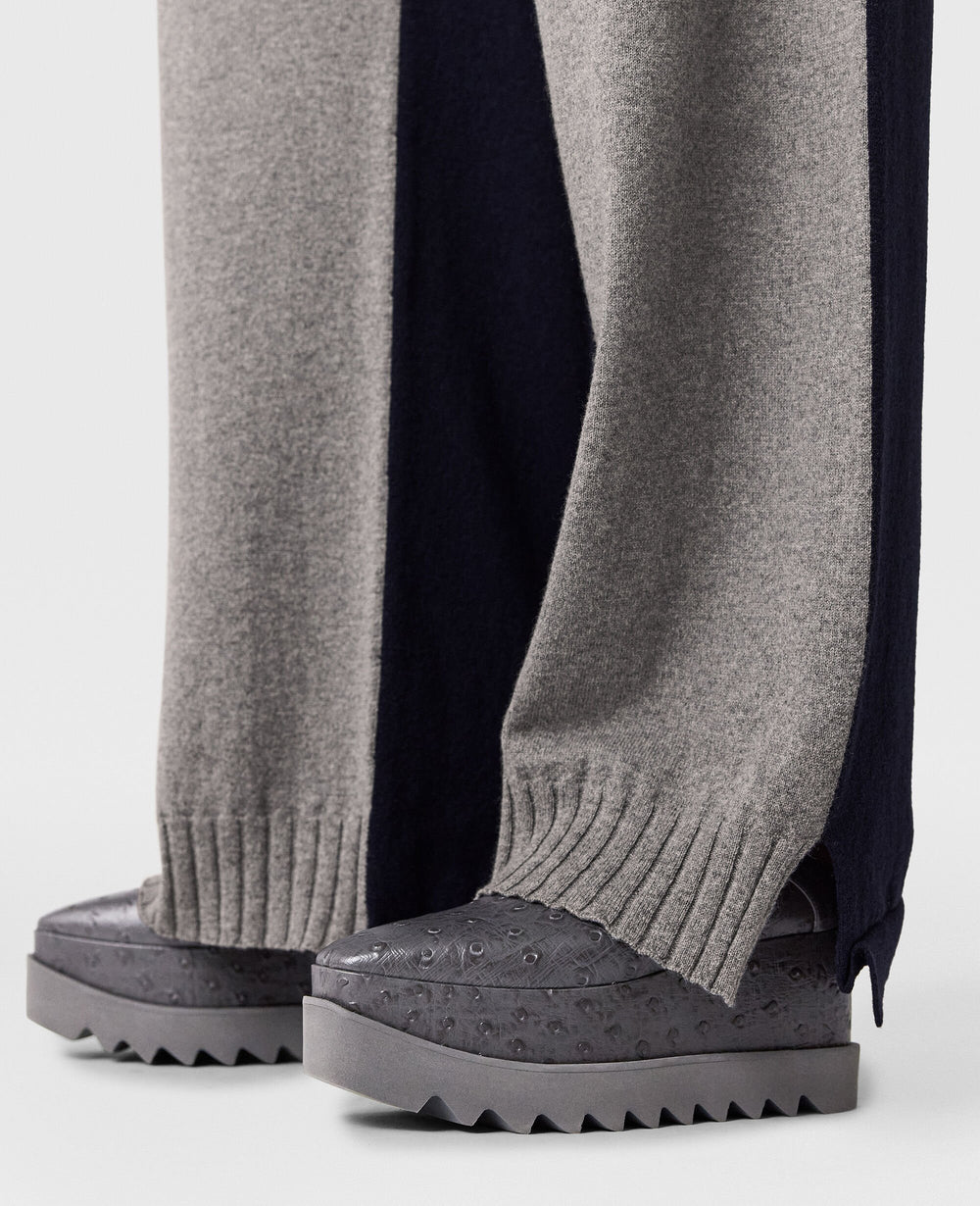 Wide-Leg Contrast Panel Trousers