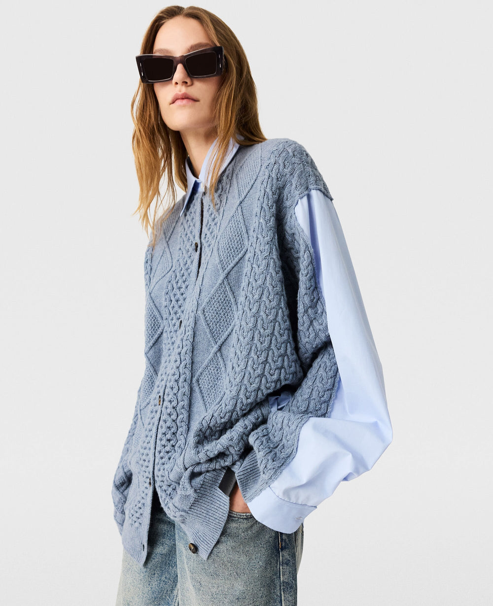 Hybrid Knit Shirt Cardigan