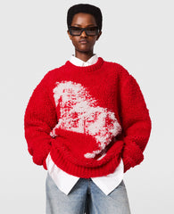 Airbrushed Horse Graphic Crewneck Jumper