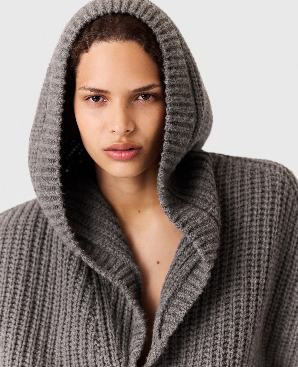 Chunky Ribbed Hooded Cardigan