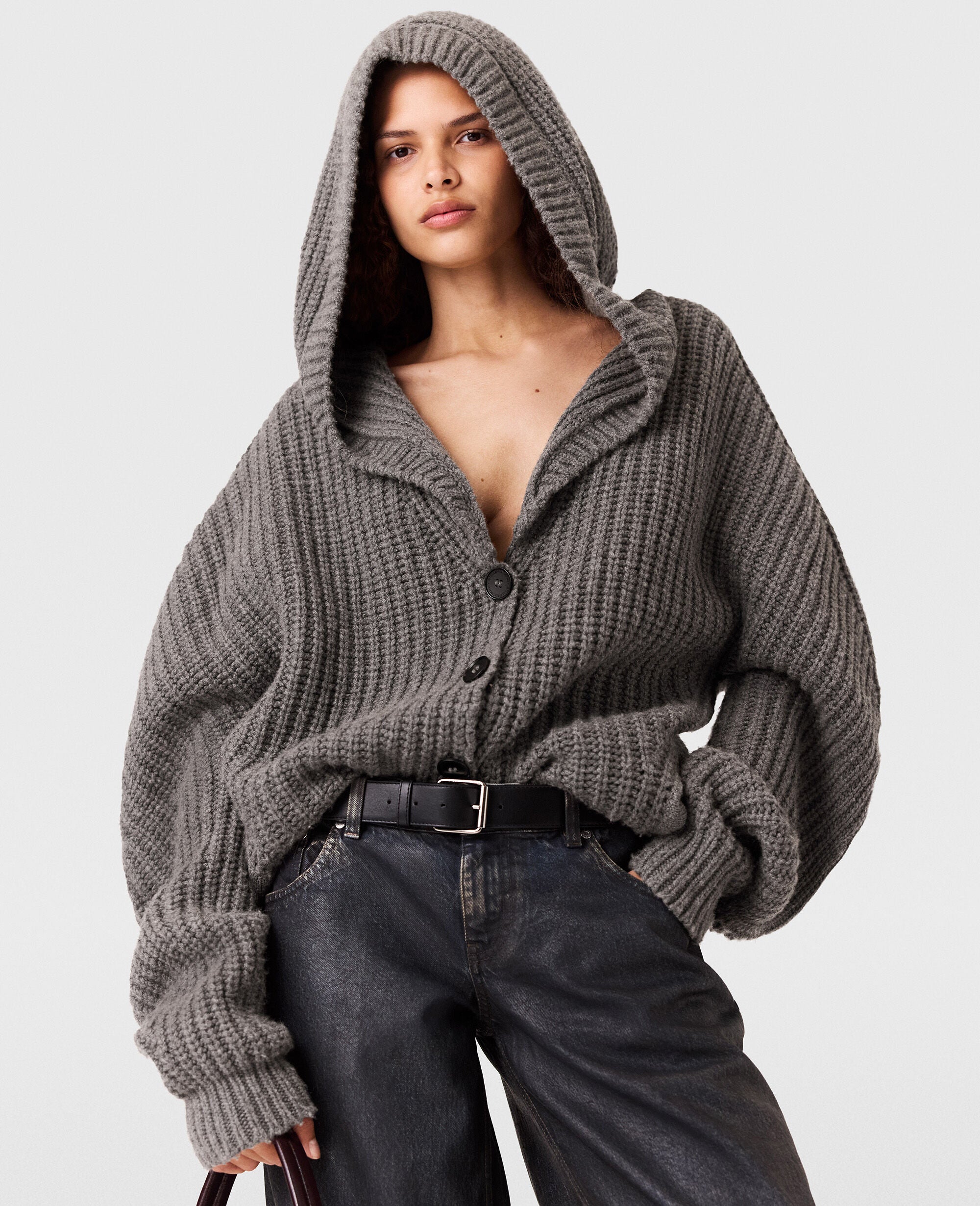 Chunky Ribbed Hooded Cardigan