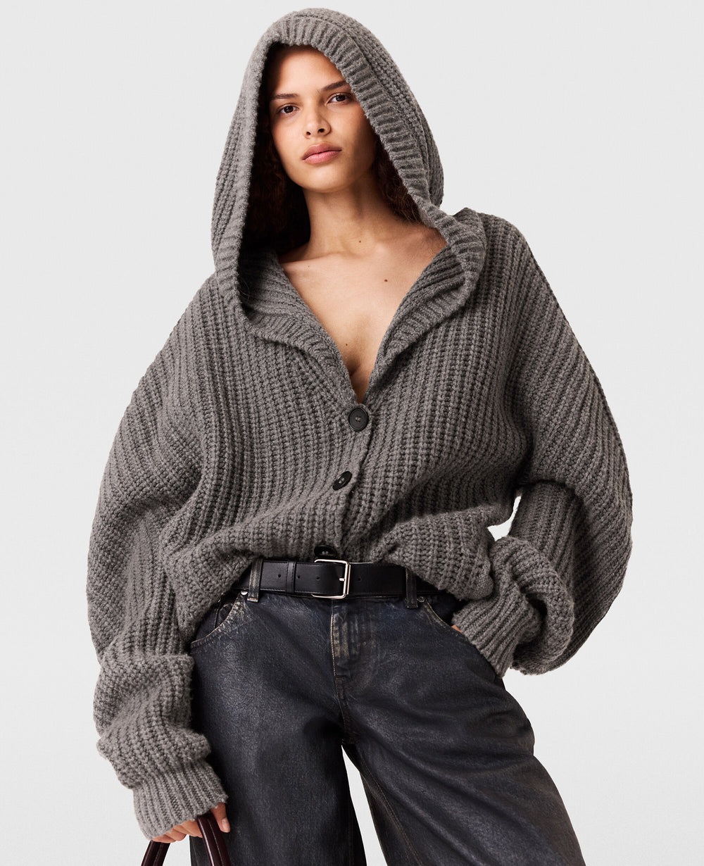 Chunky Ribbed Hooded Cardigan