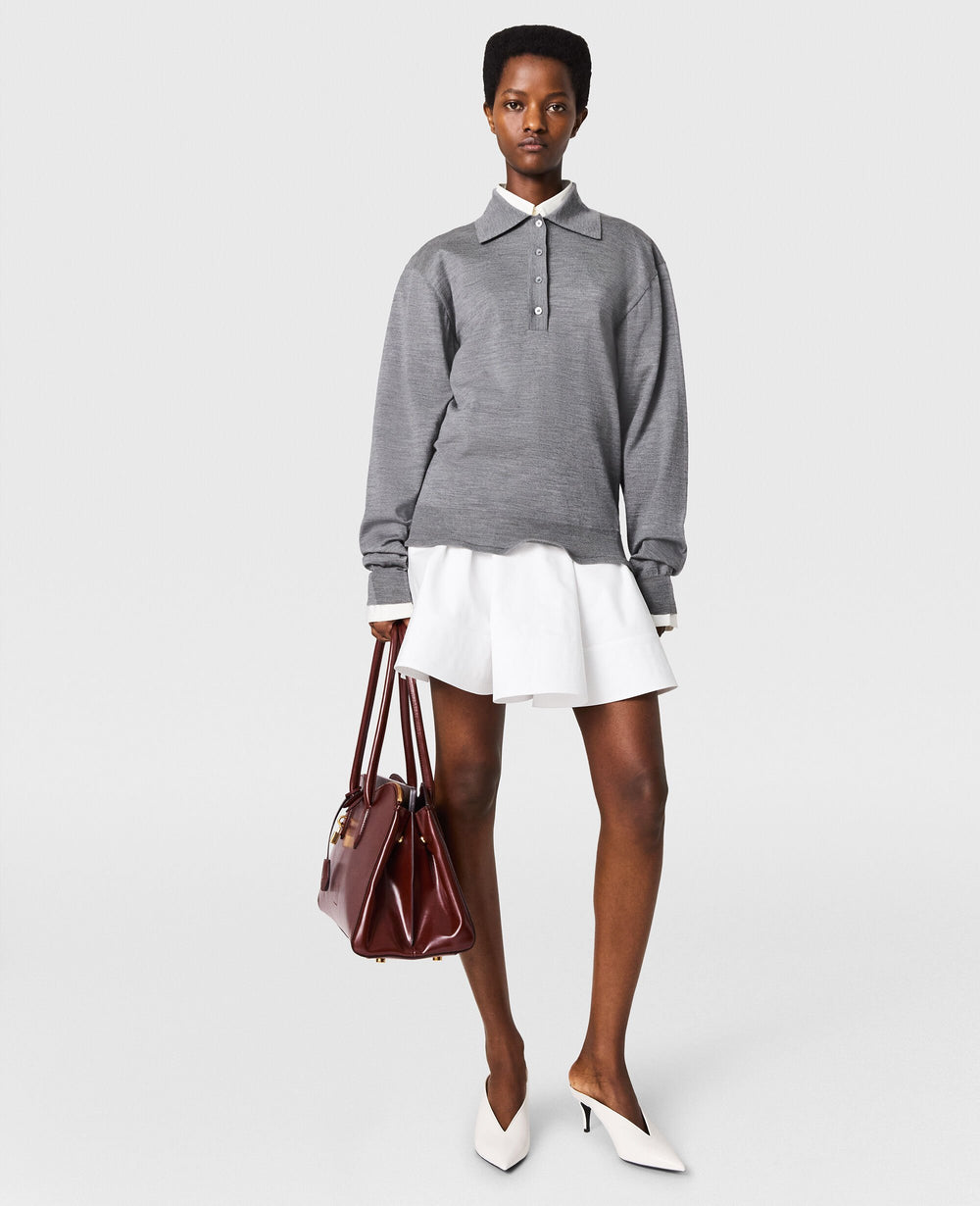 Lightweight Wool Frill Polo