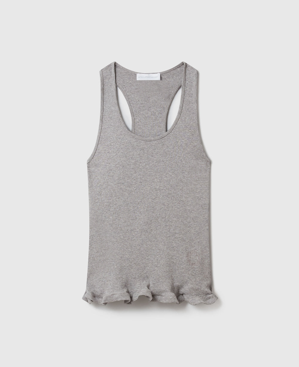 Frilled Hem Ribbed Tank Top