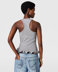Frilled Hem Ribbed Tank Top