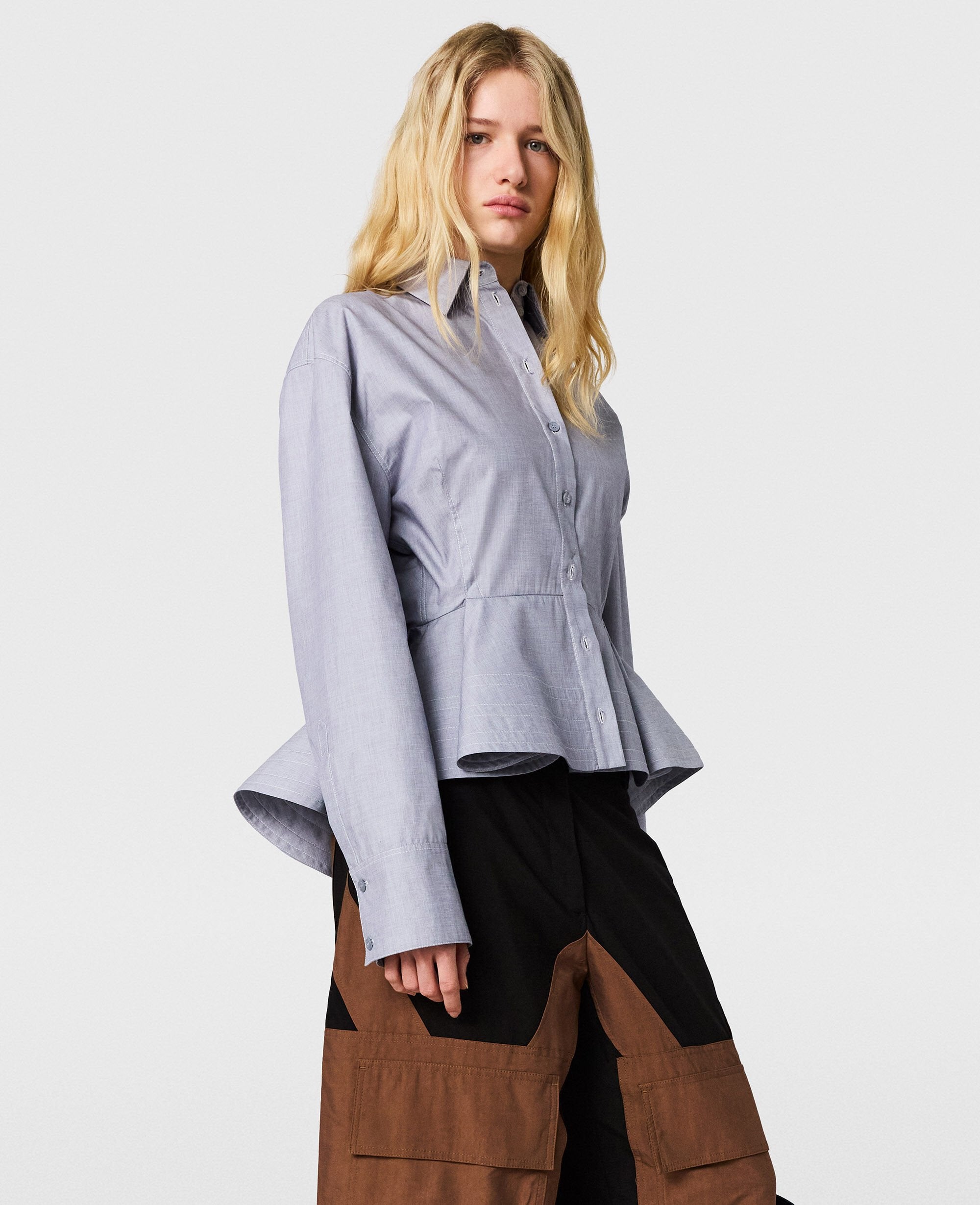 Chambray Peplum Shirt