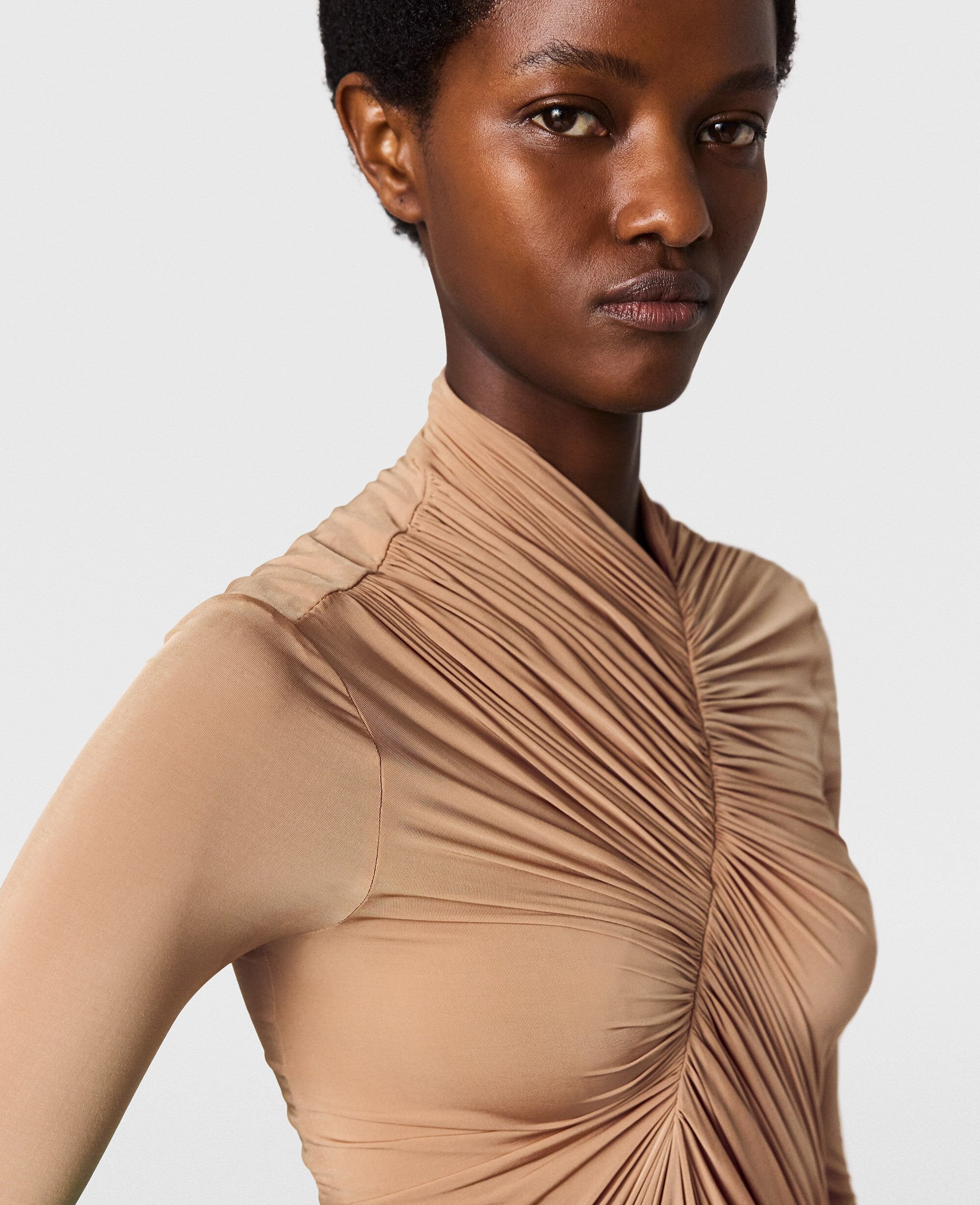 Crepe Jersey Draped Bodysuit