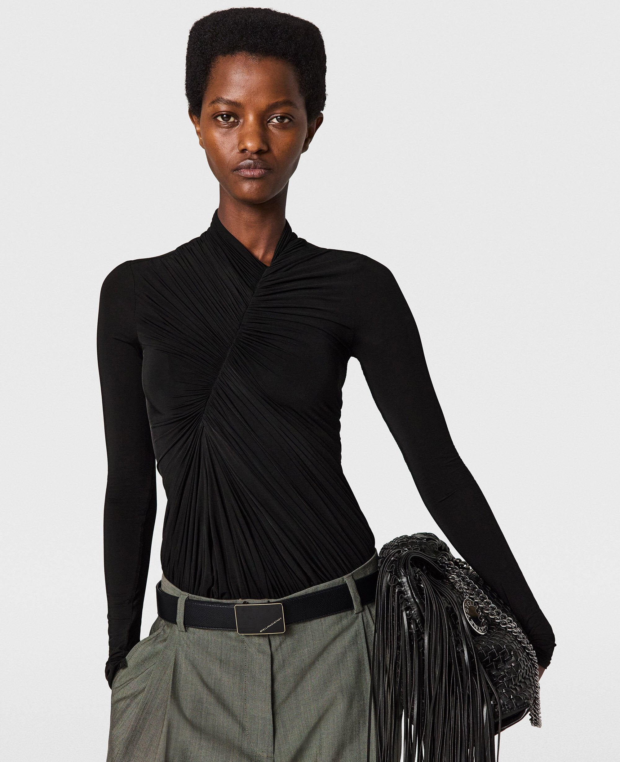 Crepe Jersey Draped Bodysuit