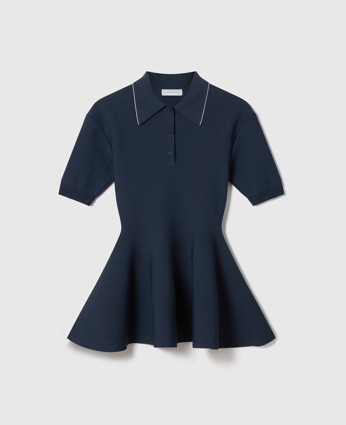 Compact Knit Peplum Polo Top