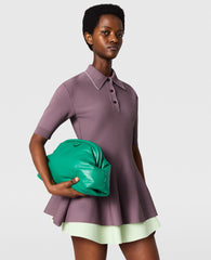 Compact Knit Peplum Polo Top