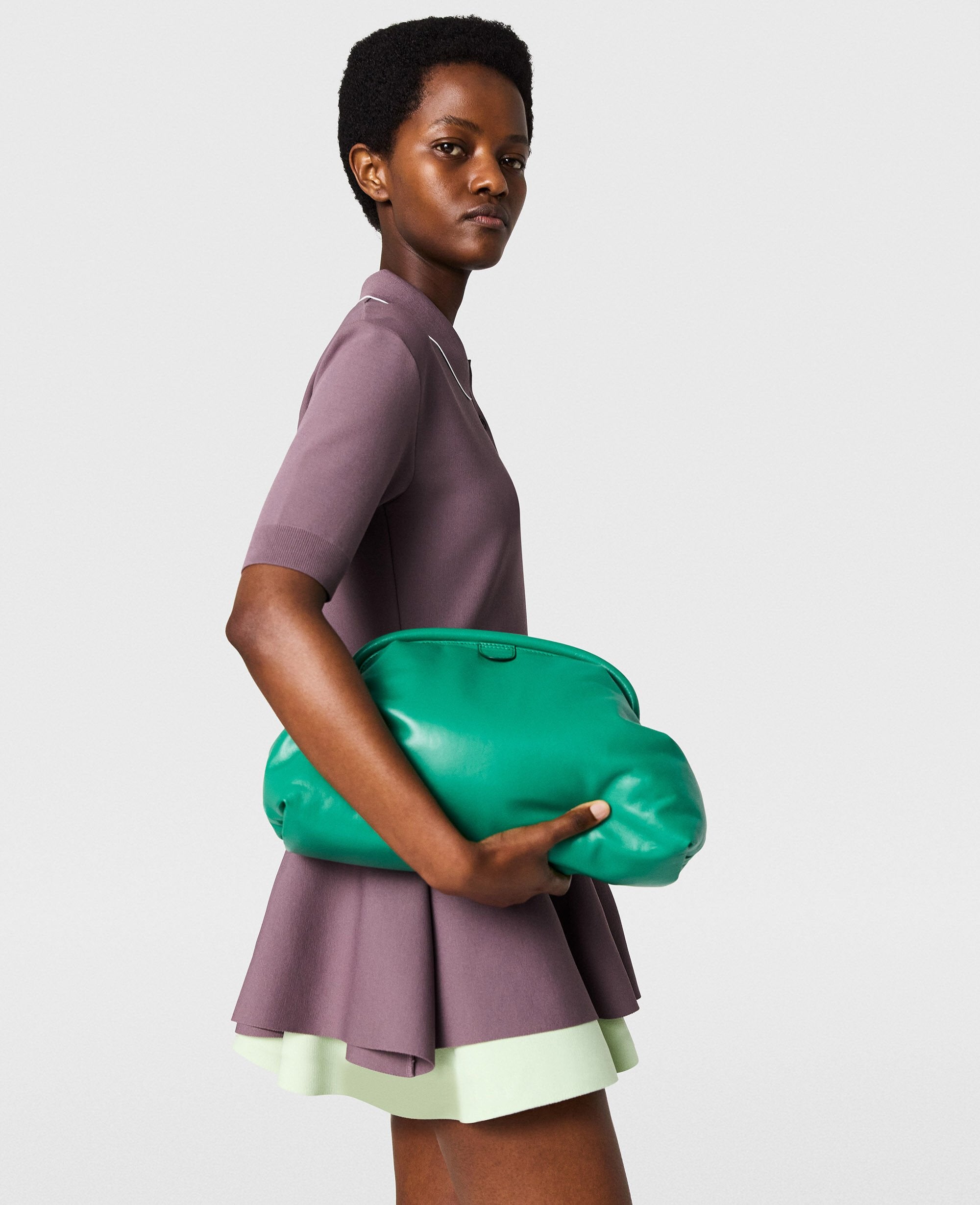 Compact Knit Peplum Polo Top