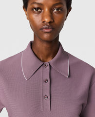 Compact Knit Peplum Polo Top